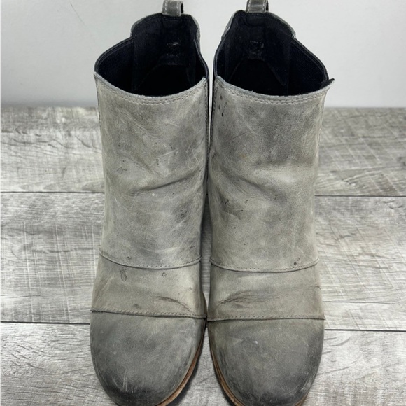 Sorel NL2704 Lea Wedge Women’s Chelsea Leather Waterproof Gray Boots Size 10.5 - Picture 2 of 9
